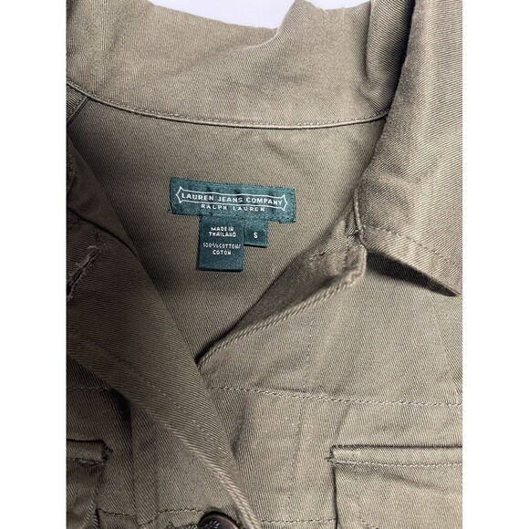 Lauren Jeans Co Ralph Hers Sz Small Green Belted Jacket Military Style Button - Picture 3 of 5